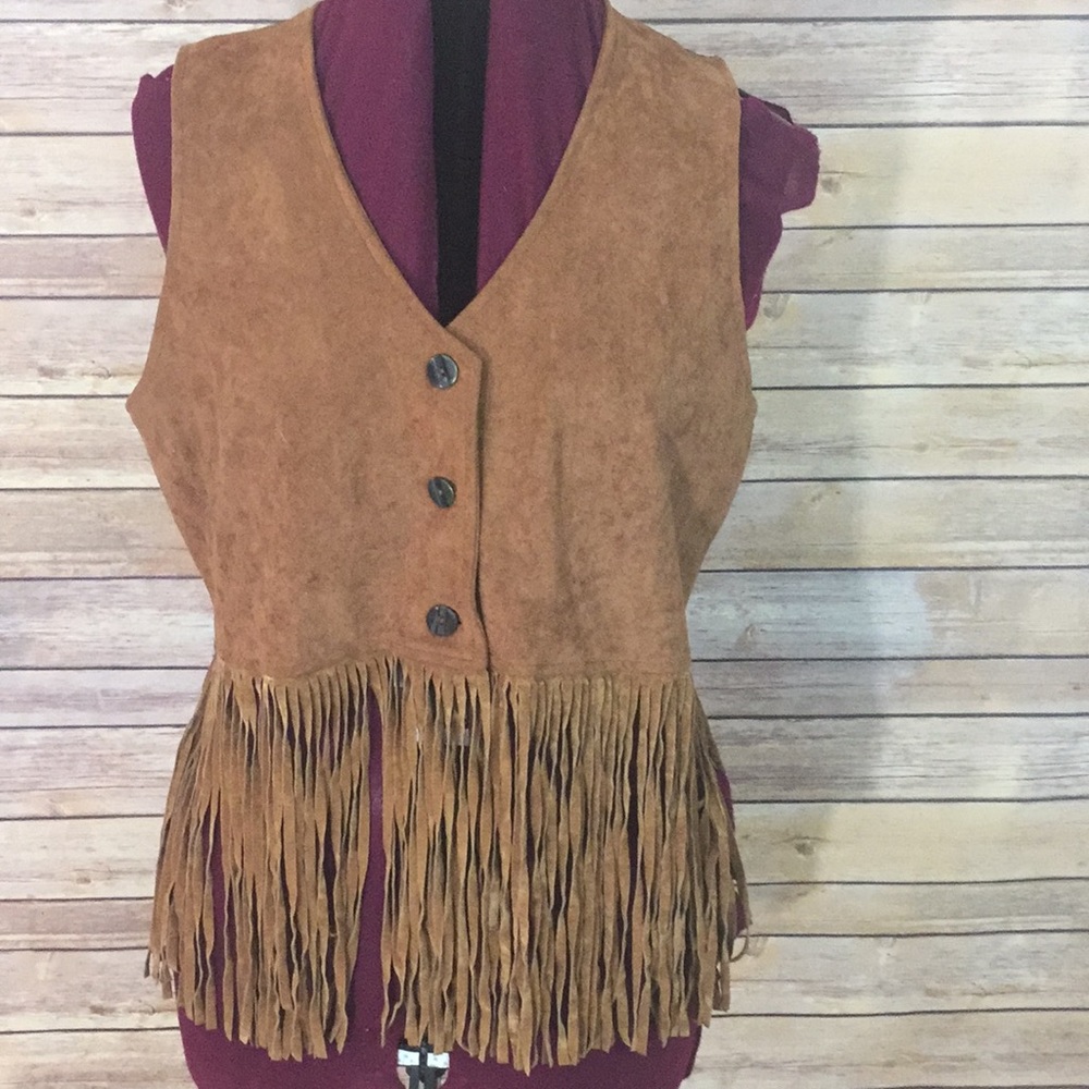 Boho fringe vest | Tan | size Medium | Aztec | - Picture 3 of 8